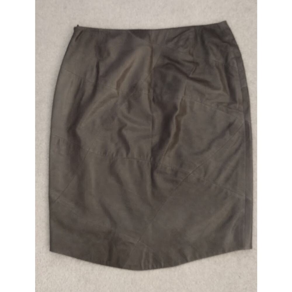 Escada Sport Lined Leather‎ Knee Length Skirt, Dark Brown, Sz 6